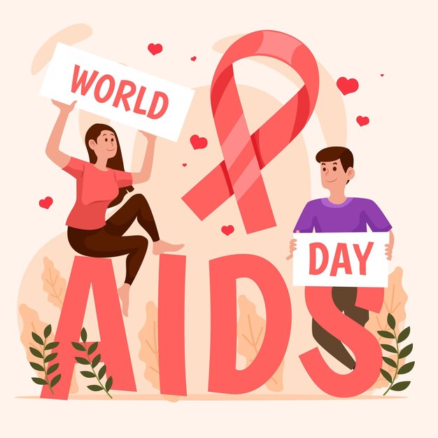 Platte wereld aids dag illustratie