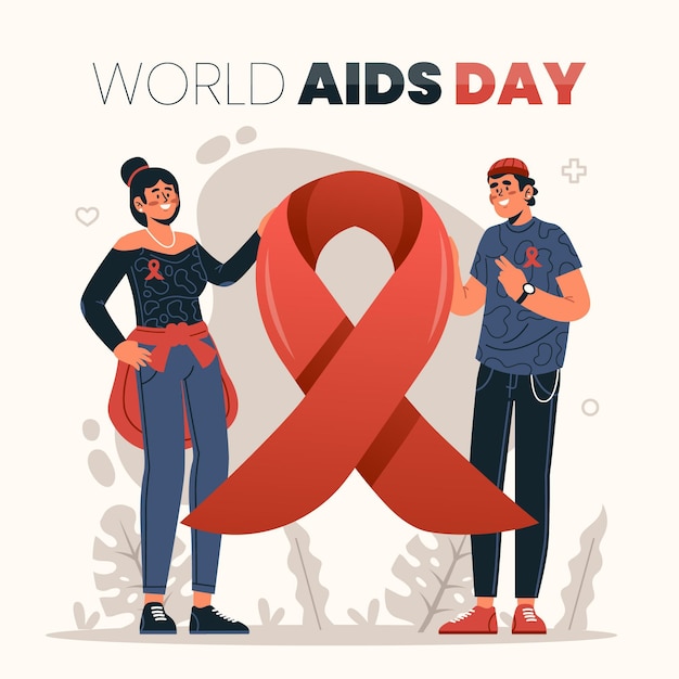 Platte wereld aids dag illustratie