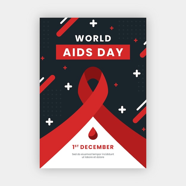 Gratis vector platte wereld aids dag verticale postersjabloon