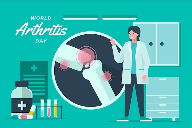 Platte wereld artritis dag achtergrond