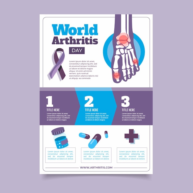 Platte wereld artritis dag verticale poster sjabloon