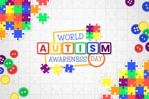 Platte wereld autisme bewustzijn dag illustratie