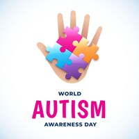 Platte wereld autisme dag bewustzijn illustratie met puzzelstukjes