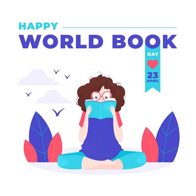 Platte wereld boek dag concept