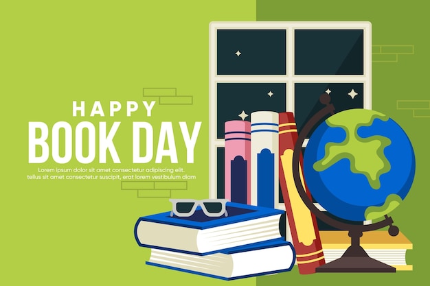 Gratis vector platte wereld boek dag illustratie