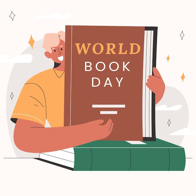 Platte wereld boek dag illustratie