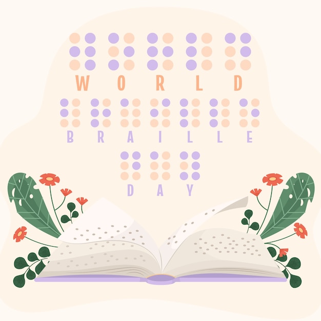 Gratis vector platte wereld braille dag illustratie