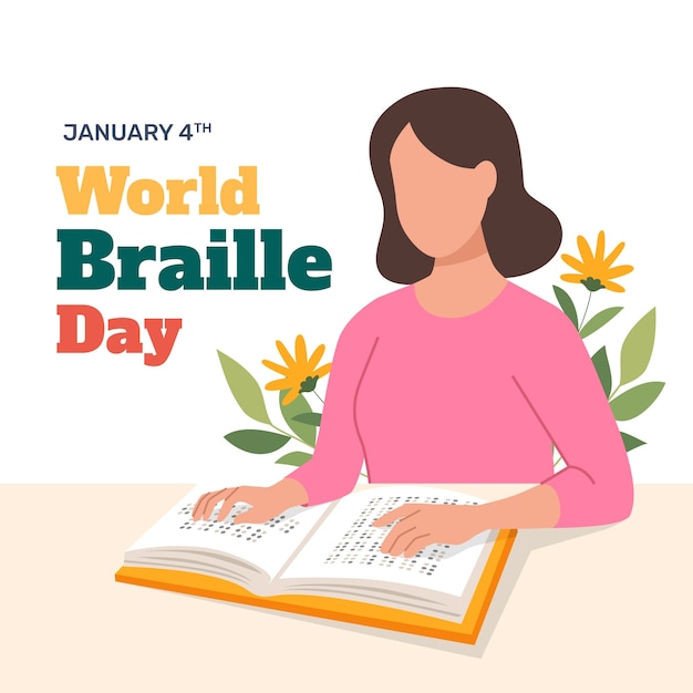 Gratis vector platte wereld braille dag illustratie