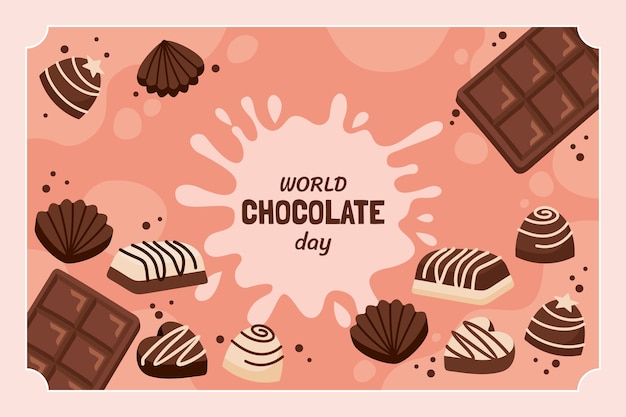 Gratis vector platte wereld chocolade dag viering achtergrond