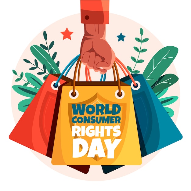 Gratis vector platte wereld consumentenrechten dag illustratie