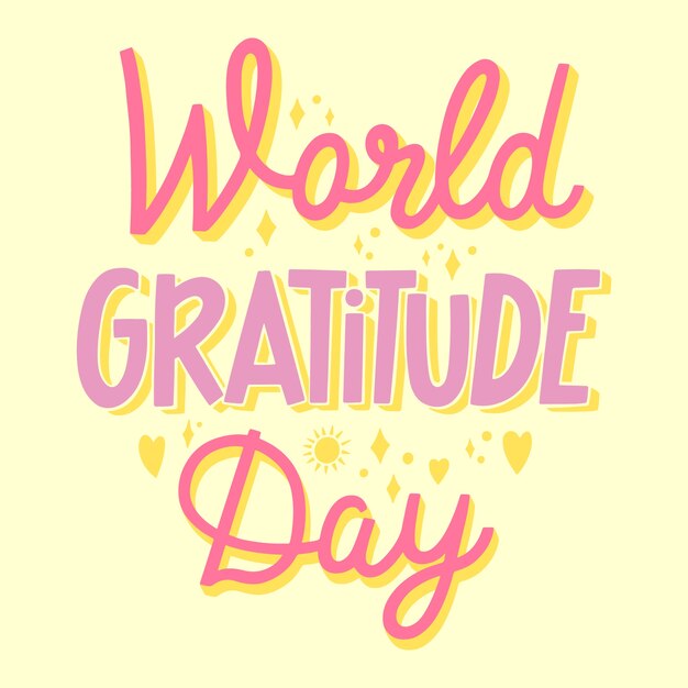 Platte wereld dankbaarheid dag belettering