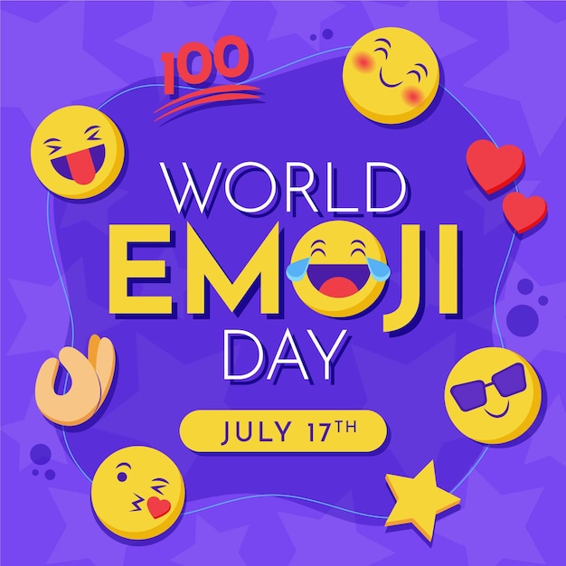 Gratis vector platte wereld emoji dag illustratie