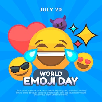 Platte wereld emoji dag illustratie
