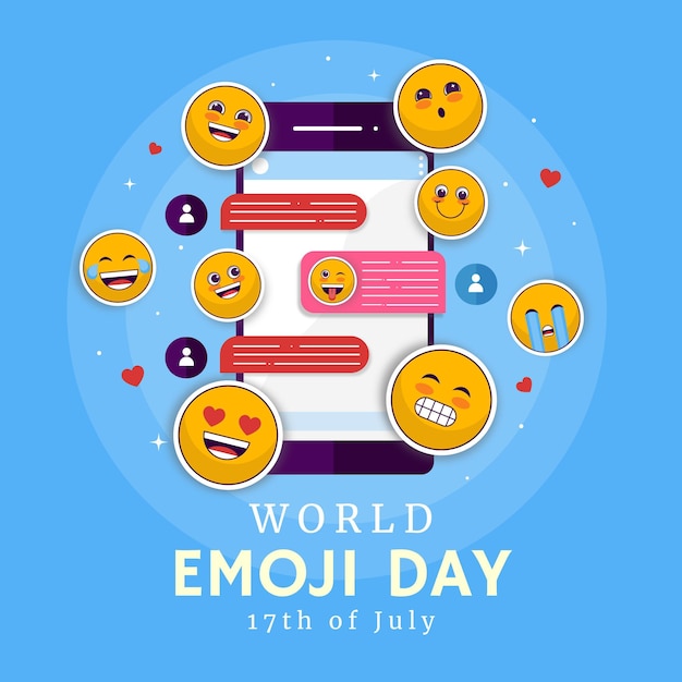 Platte wereld emoji dag illustratie