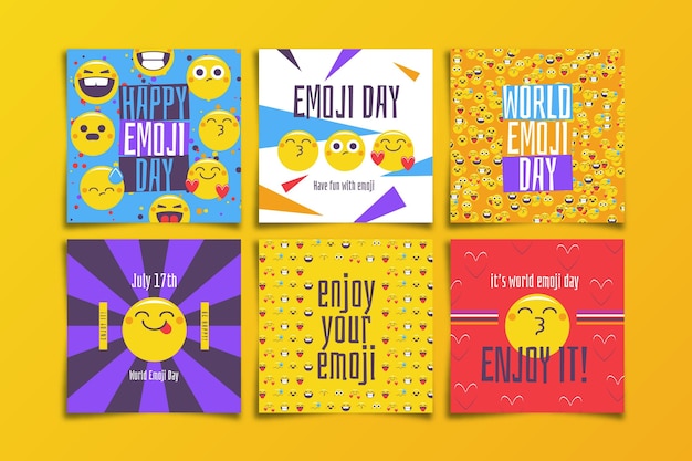 Platte wereld emoji dag instagram postverzameling