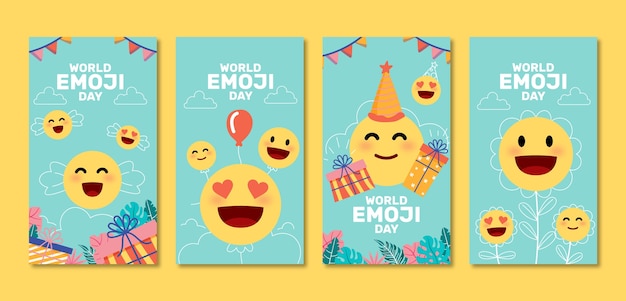 Platte wereld emoji dag instagram verhalencollectie