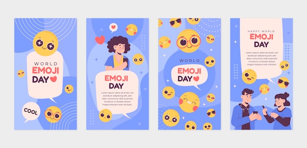 Platte wereld emoji dag instagram verhalencollectie