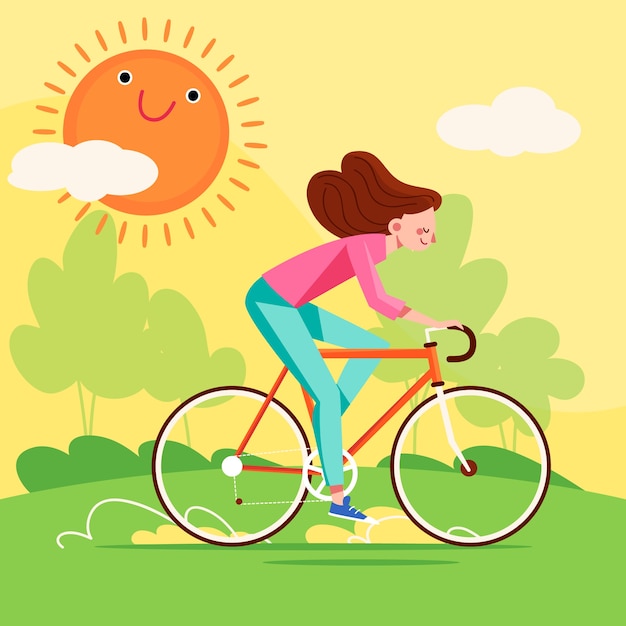 Gratis vector platte wereld fiets dag illustratie