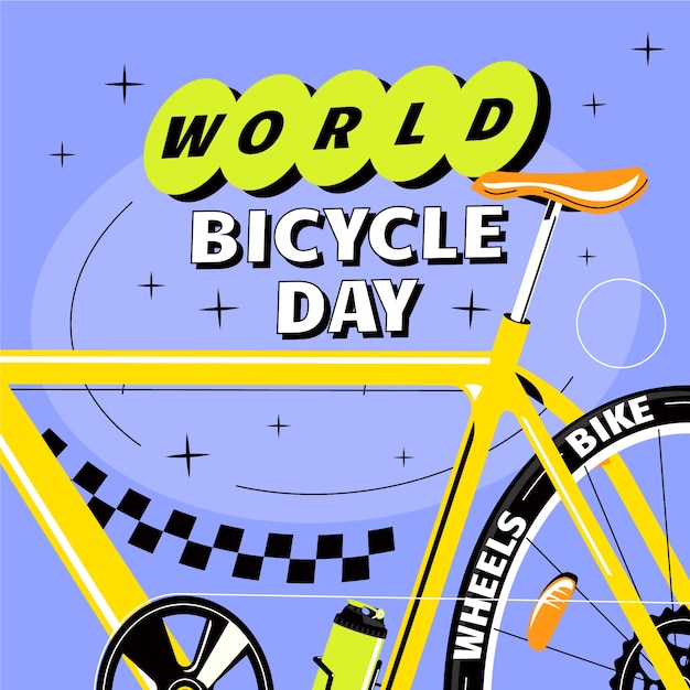 Platte wereld fiets dag illustratie