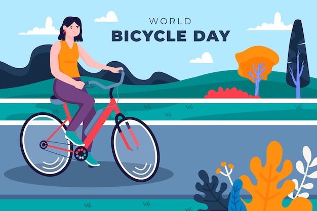 Gratis vector platte wereld fietsdag achtergrond