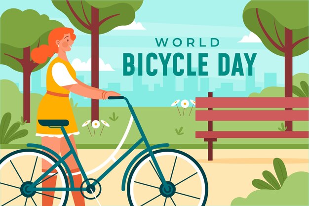 Platte wereld fietsdag achtergrond