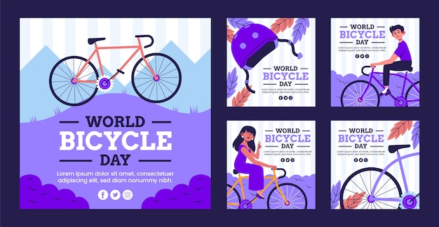 Platte wereld fietsdag instagram posts collectie