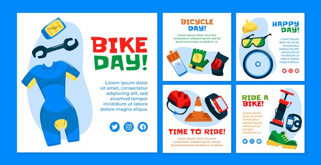 Platte wereld fietsdag instagram posts collectie