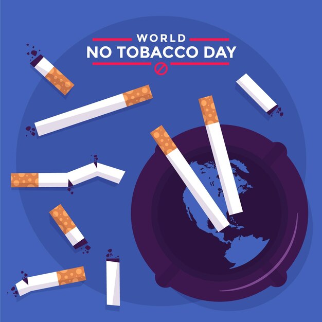 Platte wereld geen tabak dag illustratie
