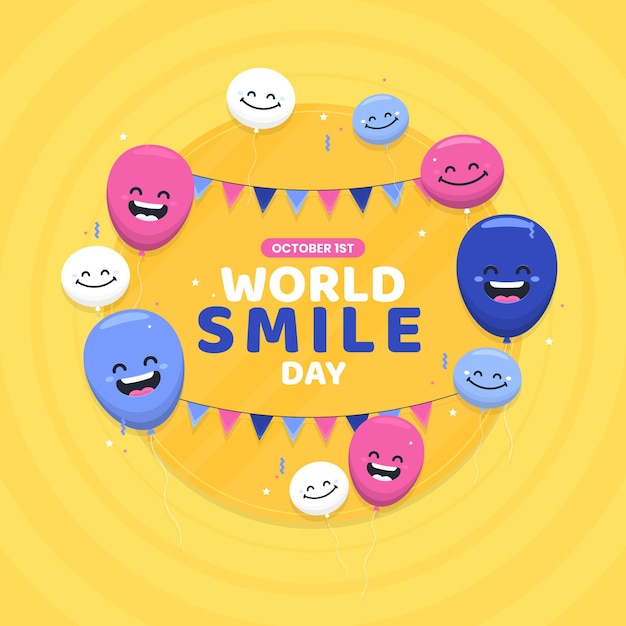Gratis vector platte wereld glimlach dag illustratie