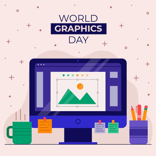 Gratis vector platte wereld grafische dag illustratie