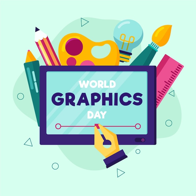 Gratis vector platte wereld grafische dag illustratie