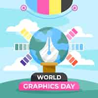 Gratis vector platte wereld grafische dag illustratie