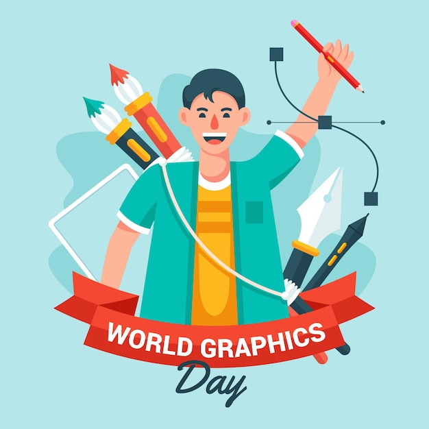 Platte wereld grafische dag illustratie