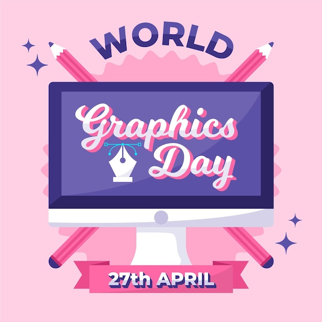Platte wereld grafische dag illustratie