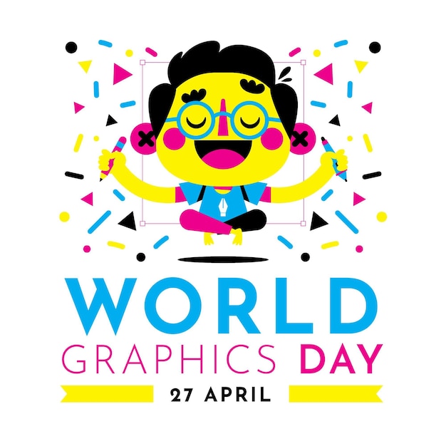 Platte wereld grafische dag illustratie