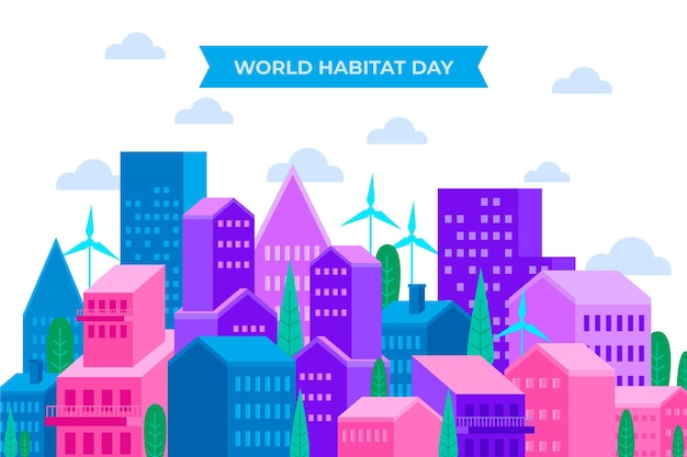 Gratis vector platte wereld habitat dag concept