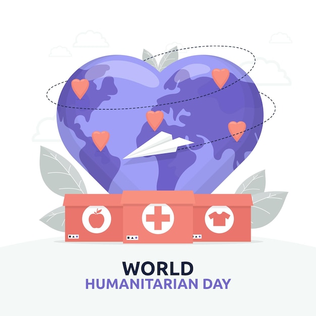 Platte wereld humanitaire dag illustratie