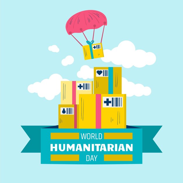 Platte wereld humanitaire dag illustratie