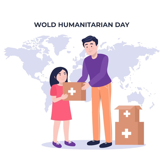 Gratis vector platte wereld humanitaire dag illustratie