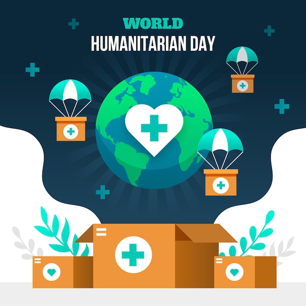 Platte wereld humanitaire dag illustratie