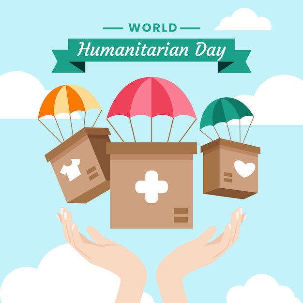 Platte wereld humanitaire dag illustratie