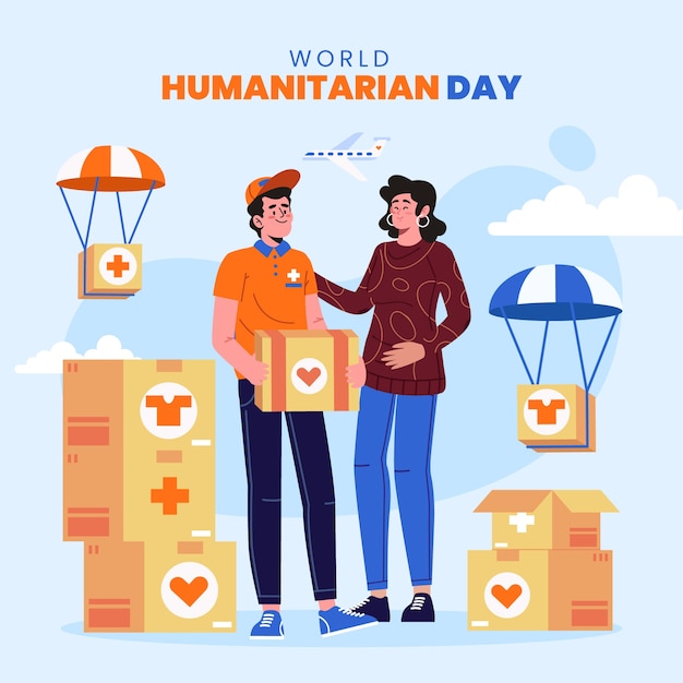 Gratis vector platte wereld humanitaire dag illustratie