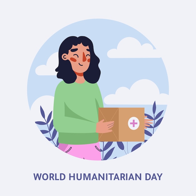 Platte wereld humanitaire dag illustratie