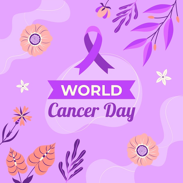 Platte wereld kanker dag illustratie