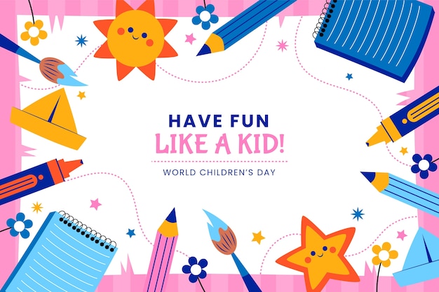 Gratis vector platte wereld kinderdag achtergrond