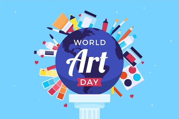 Gratis vector platte wereld kunst dag achtergrond