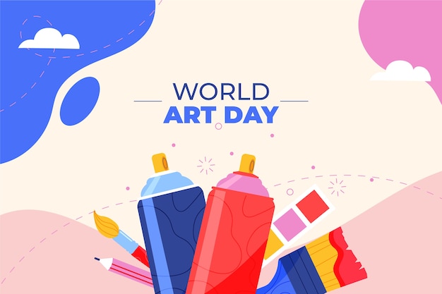 Gratis vector platte wereld kunst dag achtergrond