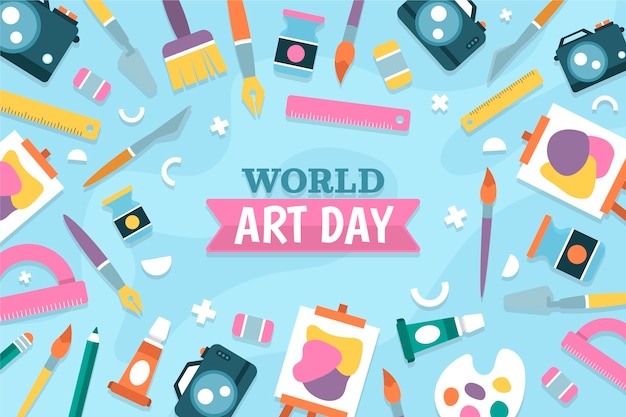 Gratis vector platte wereld kunst dag achtergrond