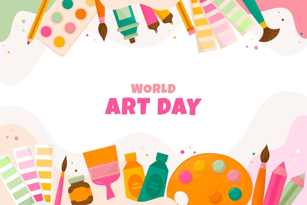 Gratis vector platte wereld kunst dag achtergrond