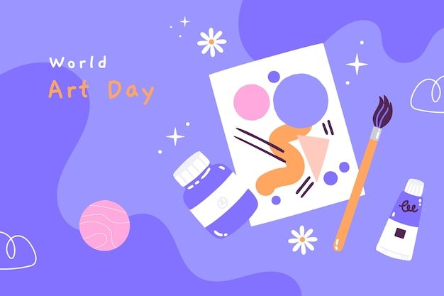 Gratis vector platte wereld kunst dag achtergrond